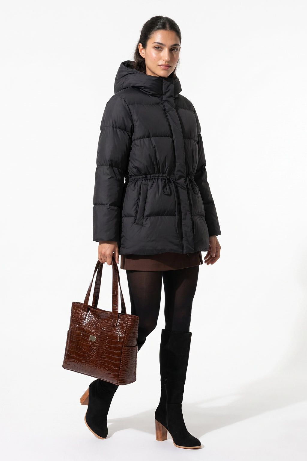 Women's Winter Warm Puffer Jacket with Adjustable Drawstring Waist