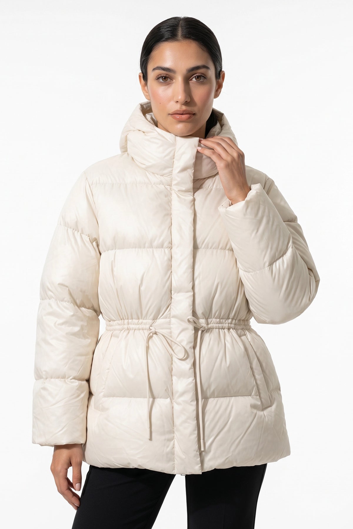 Women's Winter Warm Puffer Jacket with Adjustable Drawstring Waist