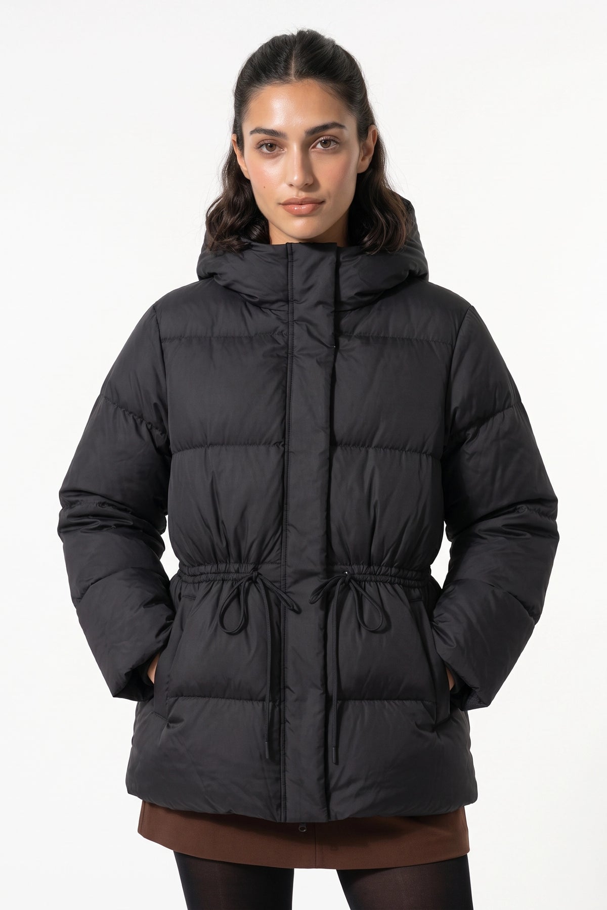 Women's Winter Warm Puffer Jacket with Adjustable Drawstring Waist