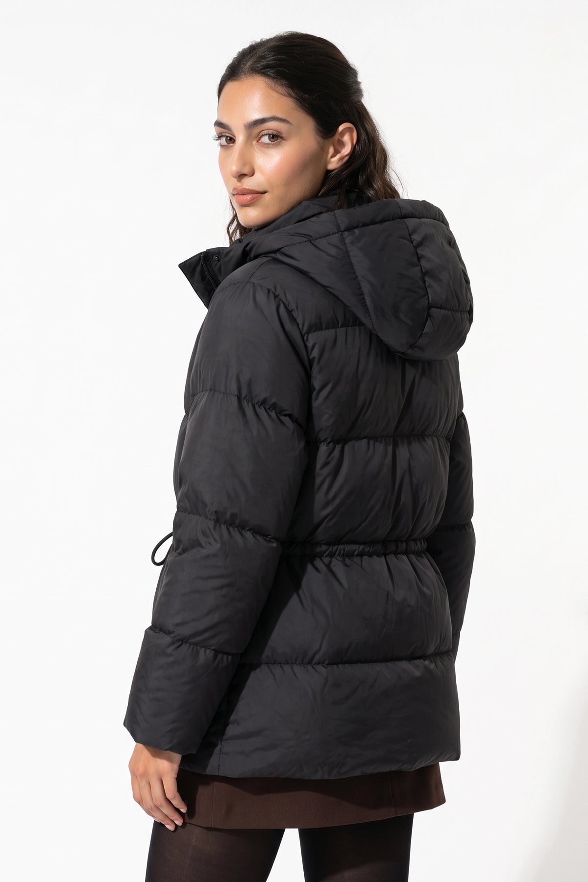 Women's Winter Warm Puffer Jacket with Adjustable Drawstring Waist