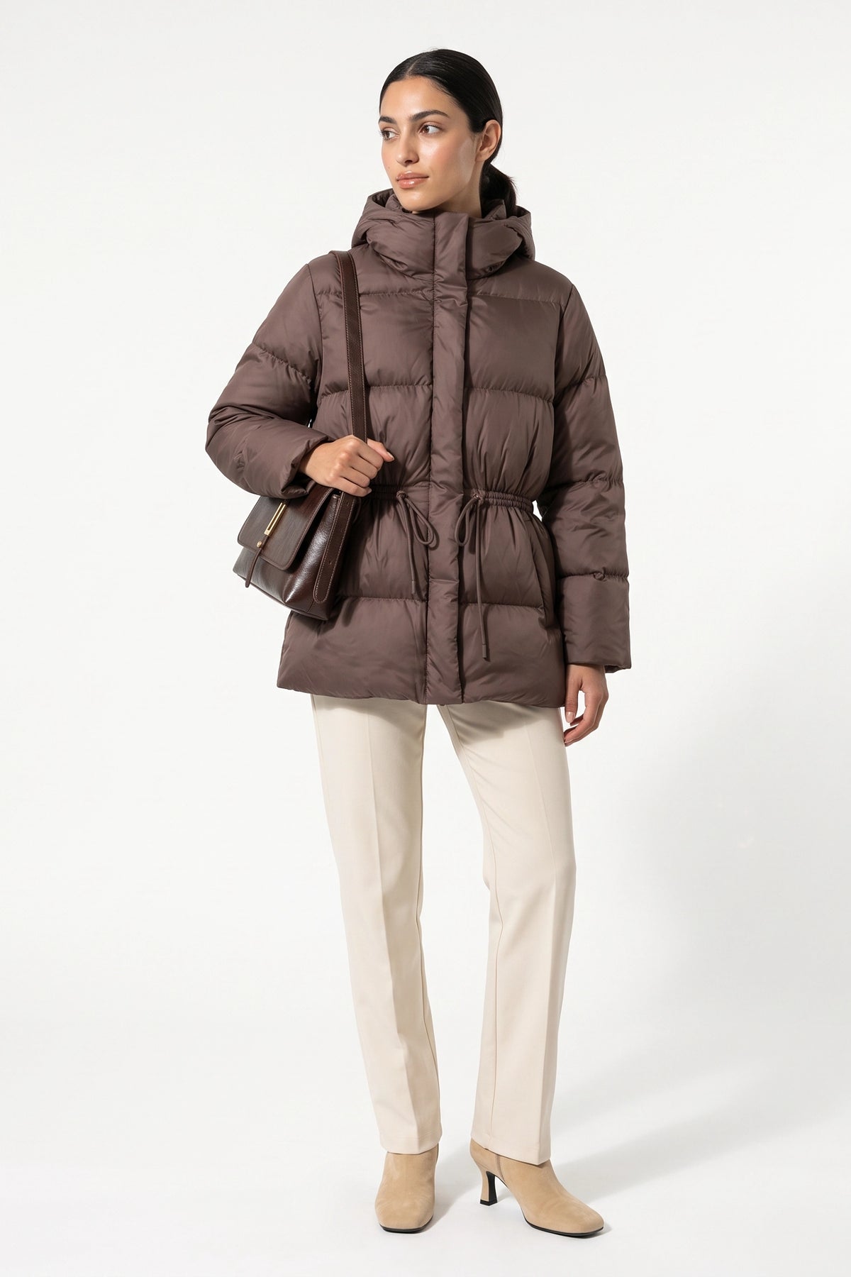 Women's Winter Warm Puffer Jacket with Adjustable Drawstring Waist