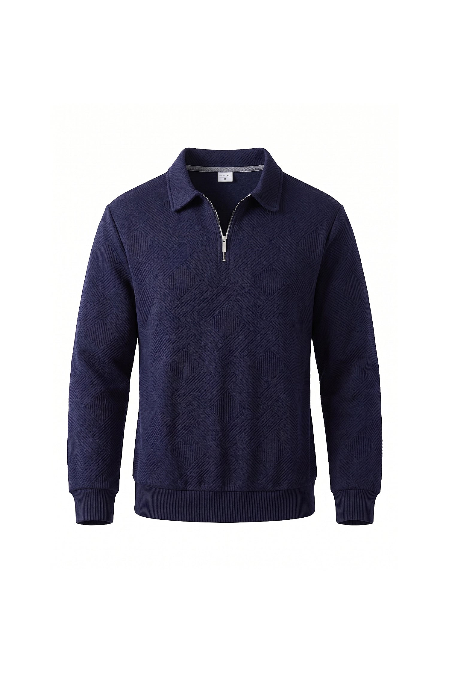Men's Winter Comfortable Textured Knit Polo Jumper Quarter Zip