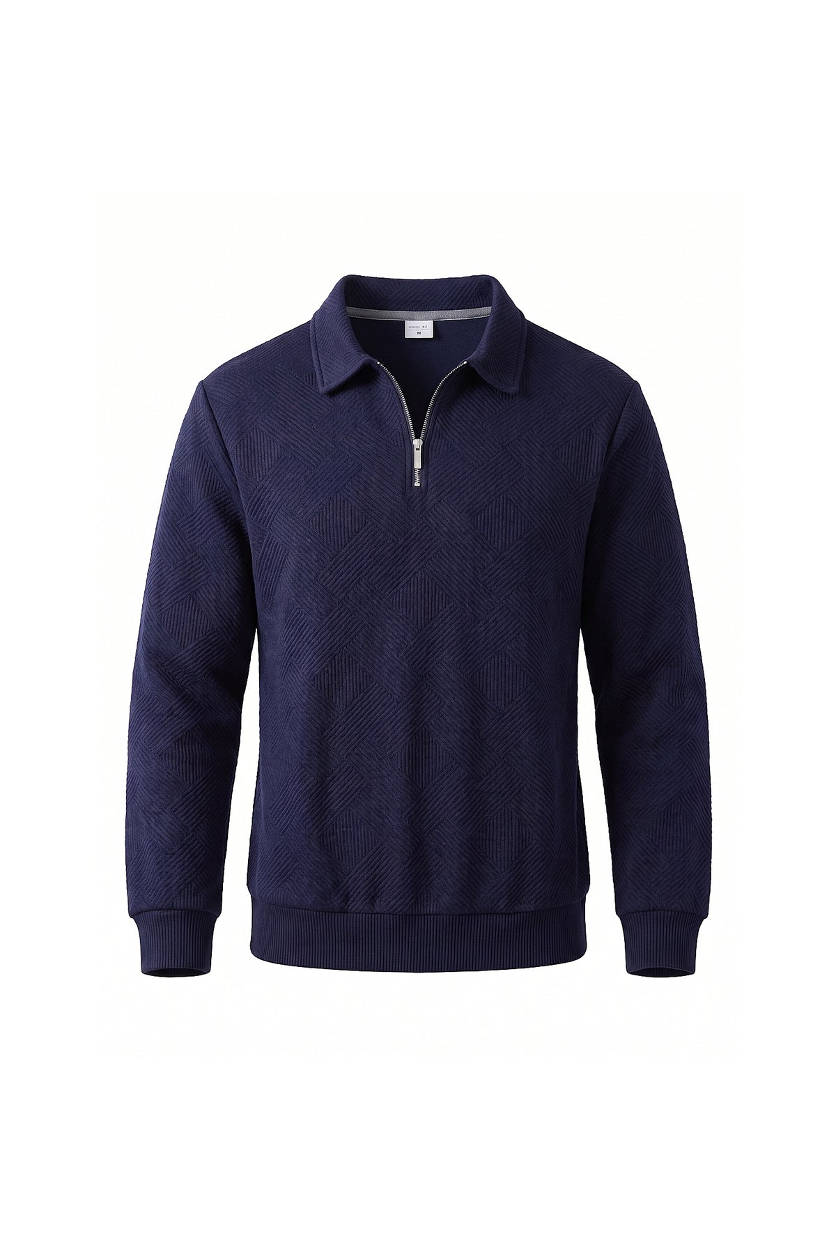 Men's Winter Comfortable Textured Knit Polo Jumper Quarter Zip