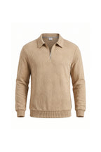 Men's Winter Comfortable Textured Knit Polo Jumper Quarter Zip