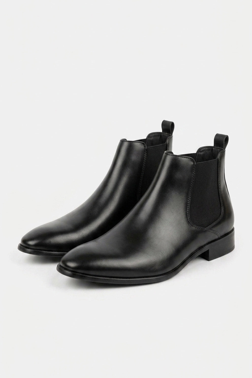 Men’s Comfortable Leather Chelsea Boots Rounded Toe Low Heel