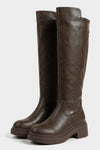 Women’s Winter Chunky Block Heel Knee High Boots with Back Zipper