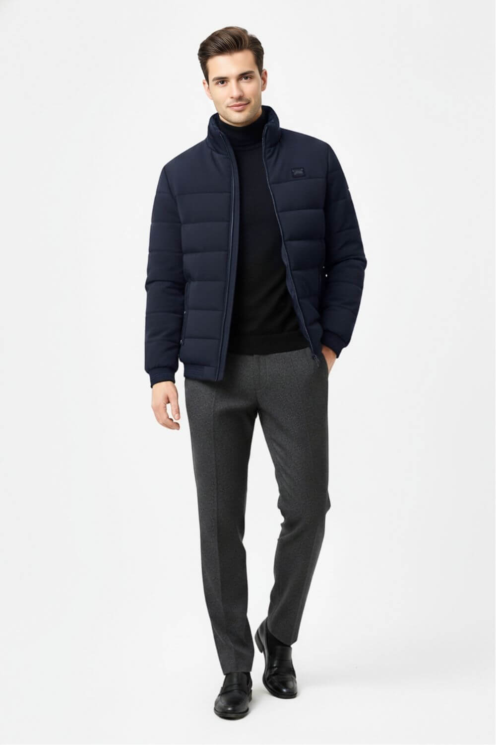 Caurelle | Men’s Stand-Collar Puffer Jacket with Fleece Lining