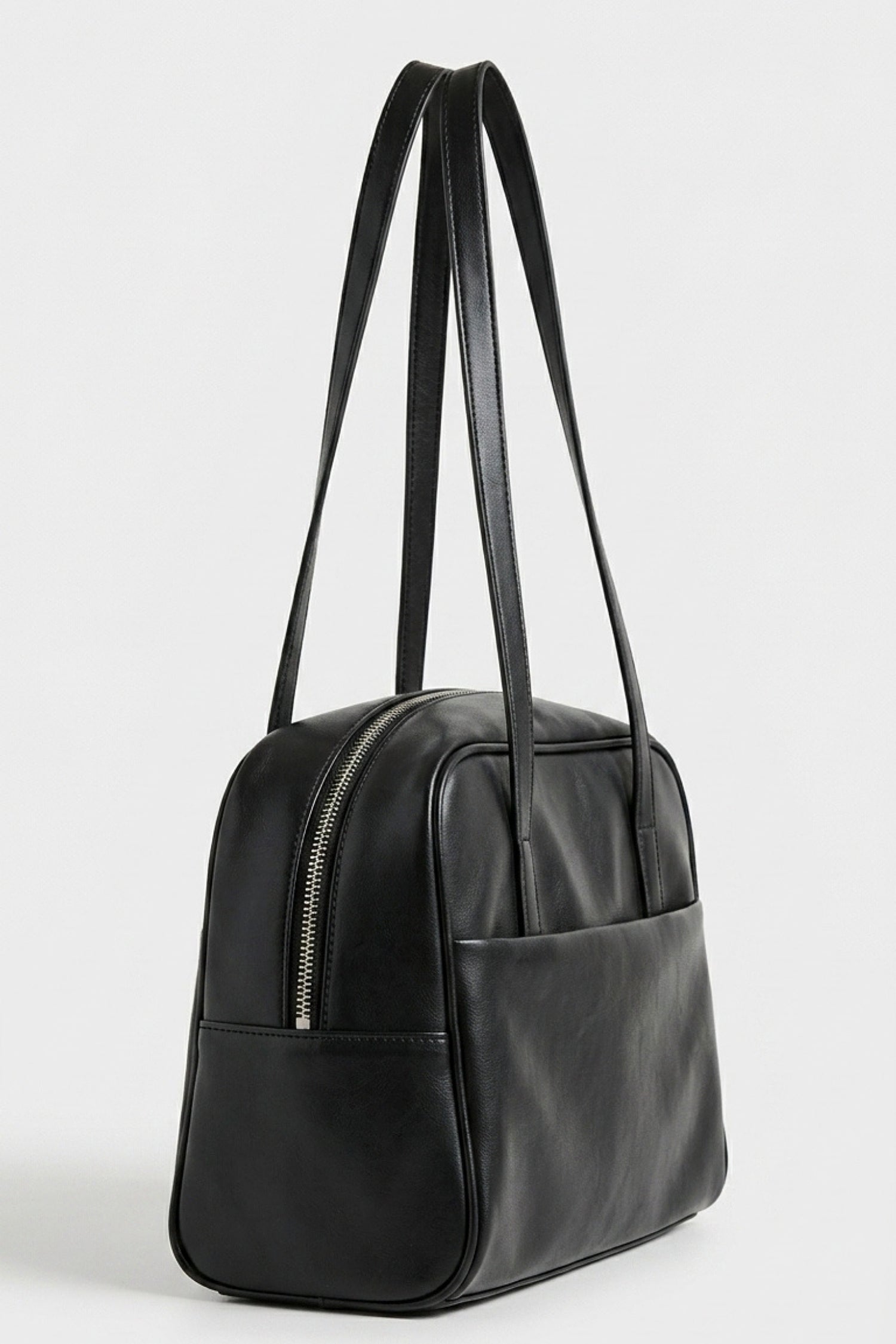 Women's Spacious Leather Shoulder Bag with Double Handle