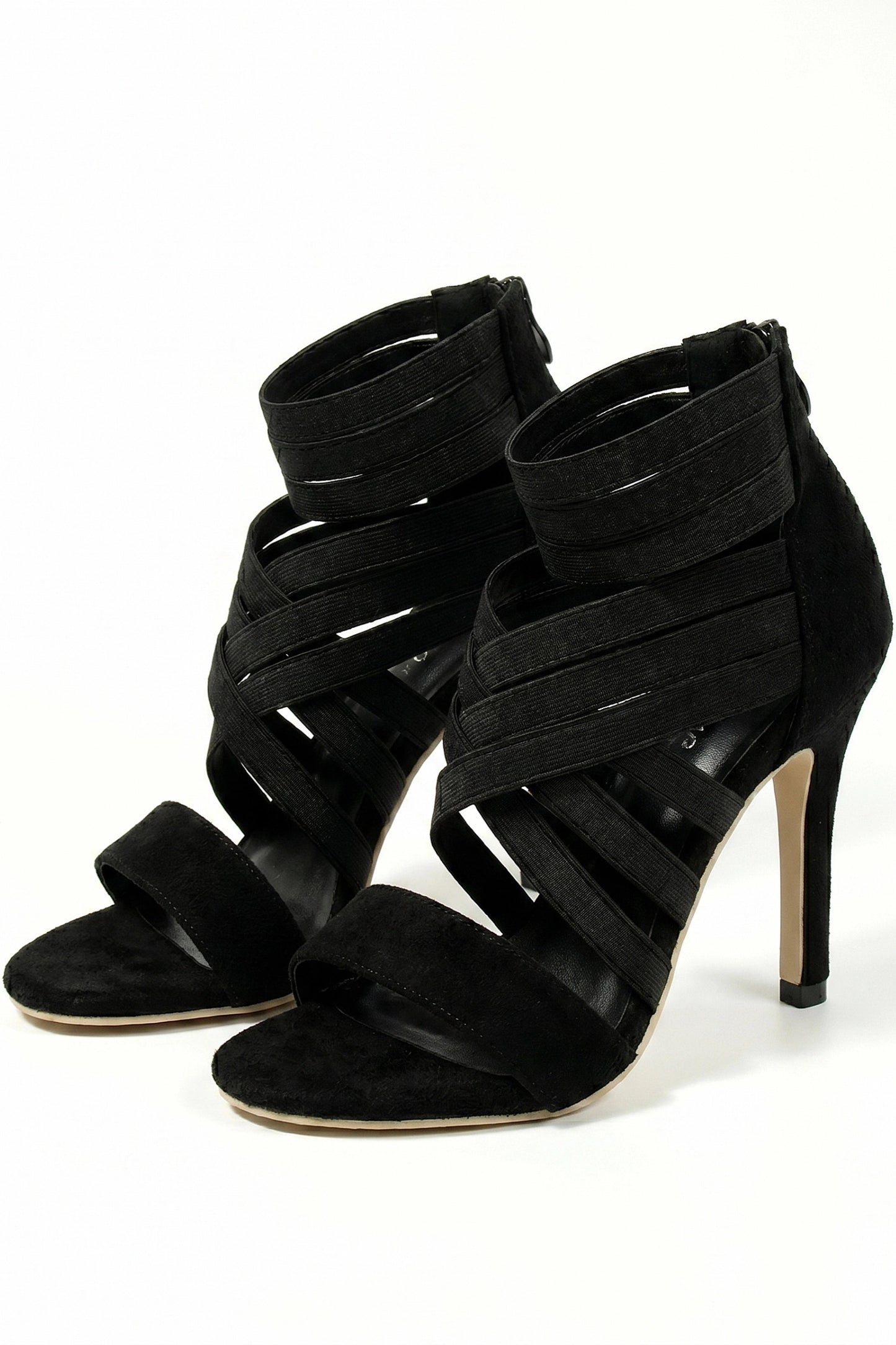 Caurelle | Women’s Black High Heel Elastic Fit Zip Closure
