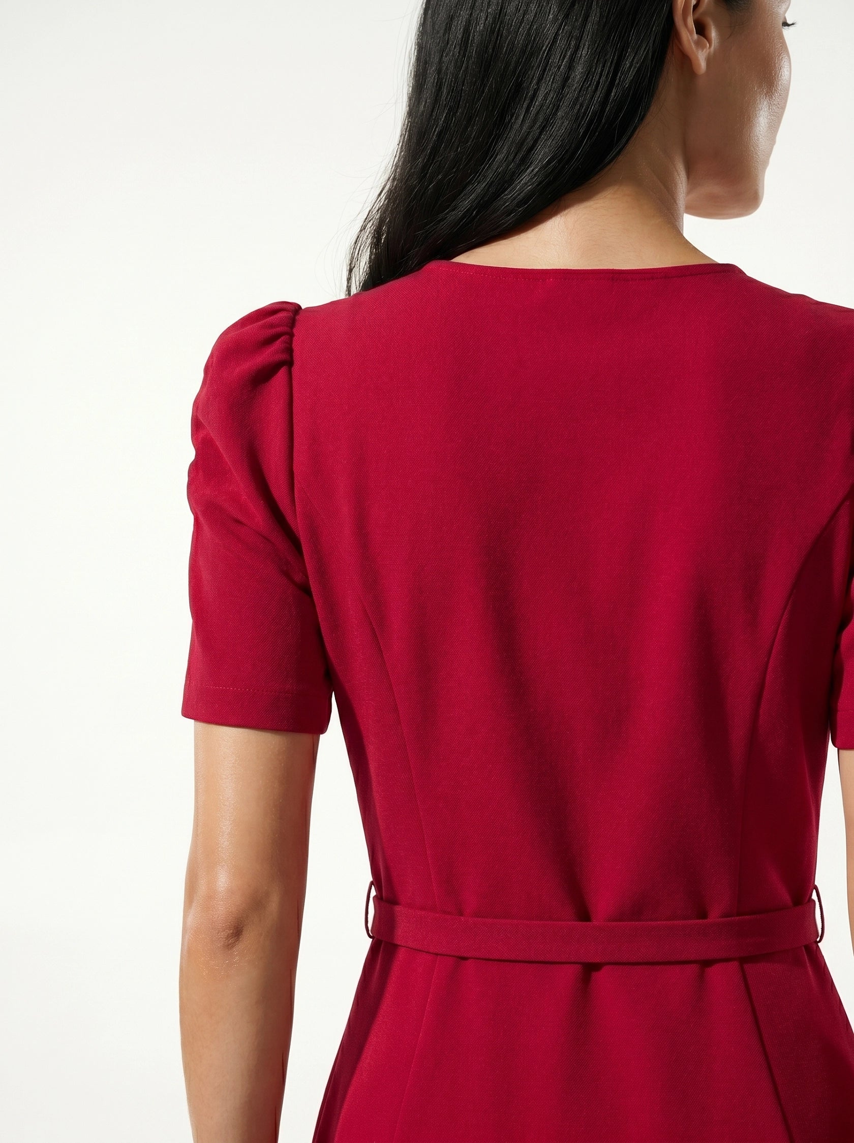 Caurelle | Elegant Summer Midi Dress with Waist Belt