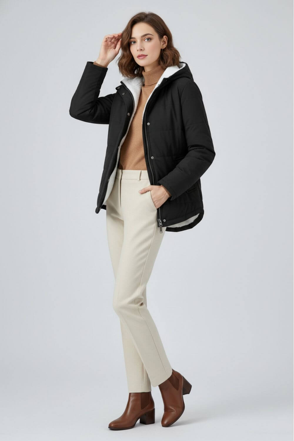 Caurelle | Women’s Hooded Padded Faux Fur Jacket