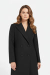 Caurelle | Women’s Long Double-Breasted Coat – Timeless Black Sophistication