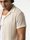 Caurelle | Men’s Jacquard Knit Cuban Collar Polo Shirt