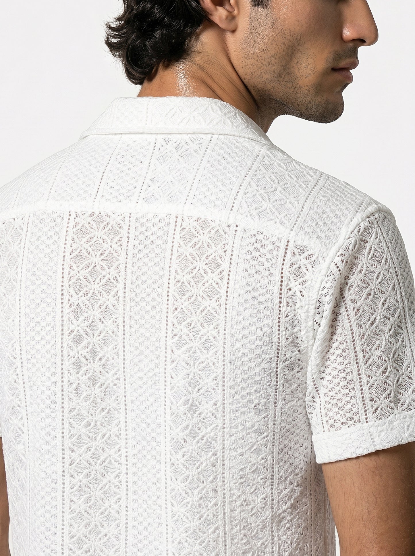 Caurelle | Men’s Jacquard Knit Cuban Collar Polo Shirt