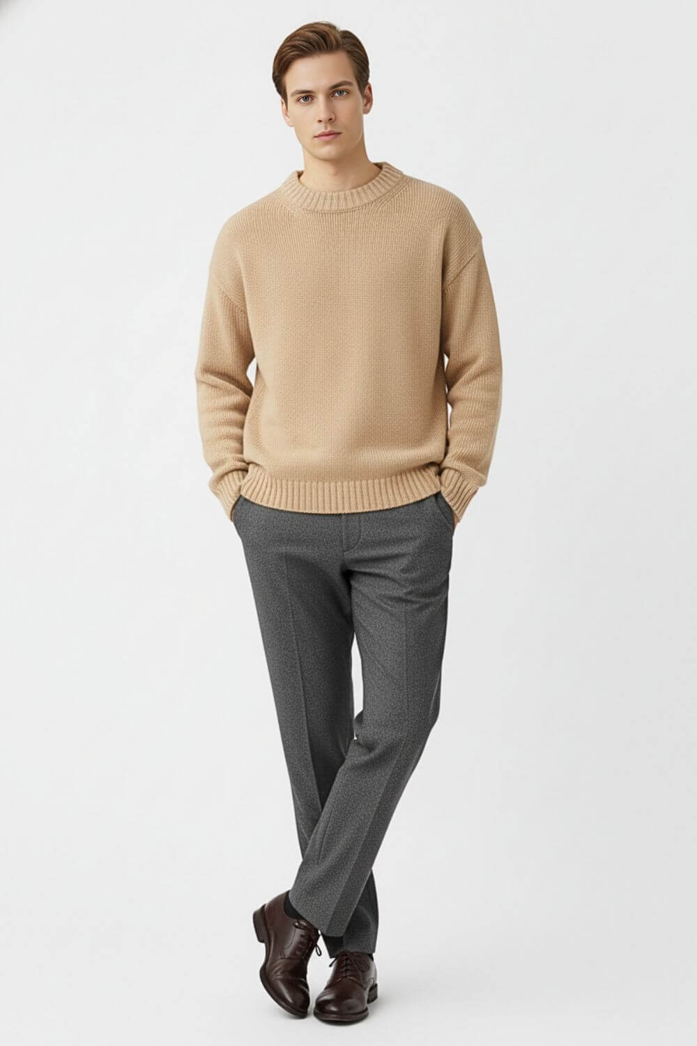 Caurelle | Men’s Knitted Jumper – Solid Crew Neck Autumn Winter