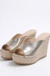 Women's Wedge Mule Sandals with Raffia Platform Sole