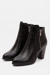 Women's Winter Versatile Leather Ankle Boots Side Zip and Round Toe