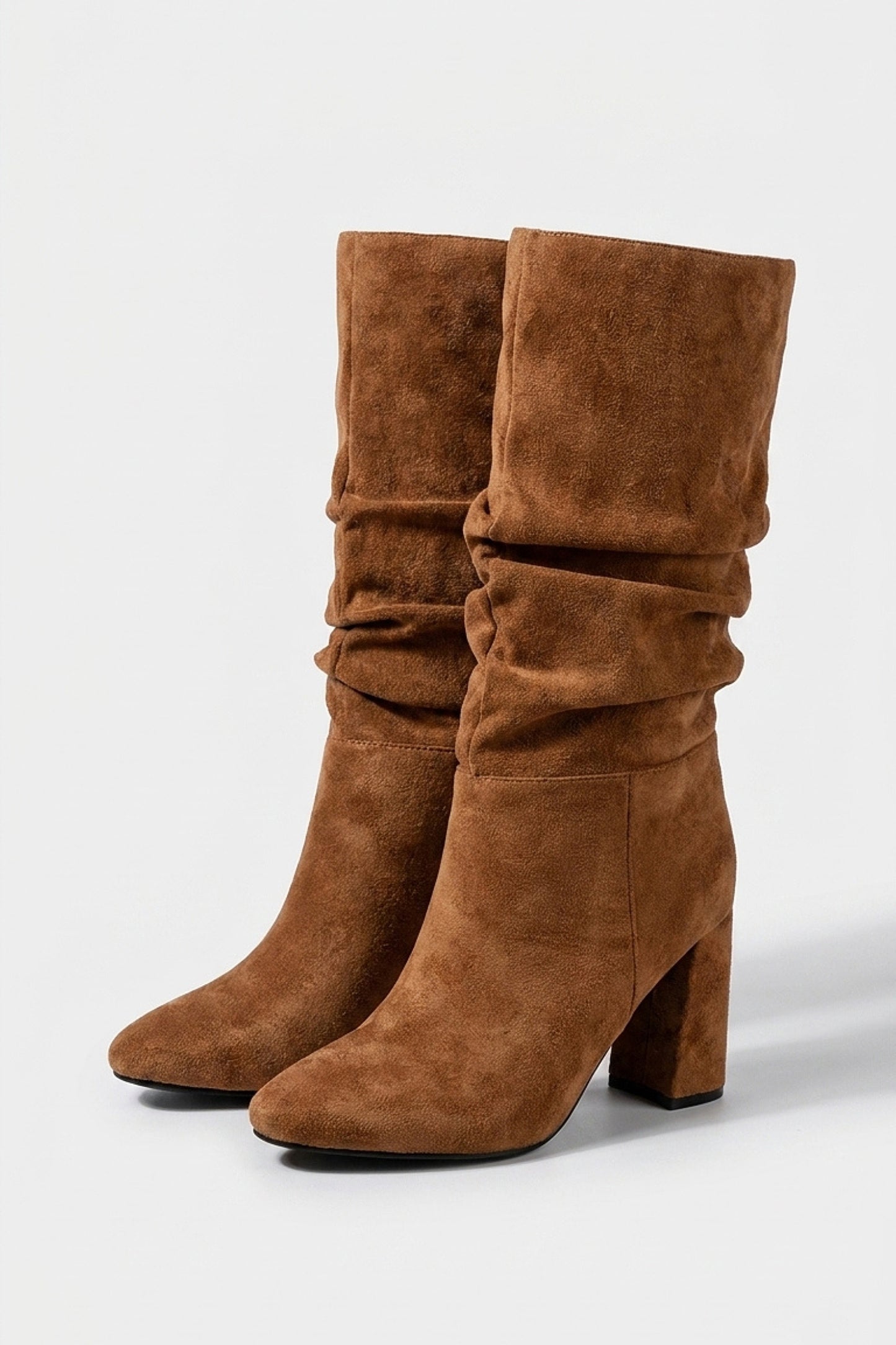 Women’s Winter Suede Slouch Block Heel Knee High Boots