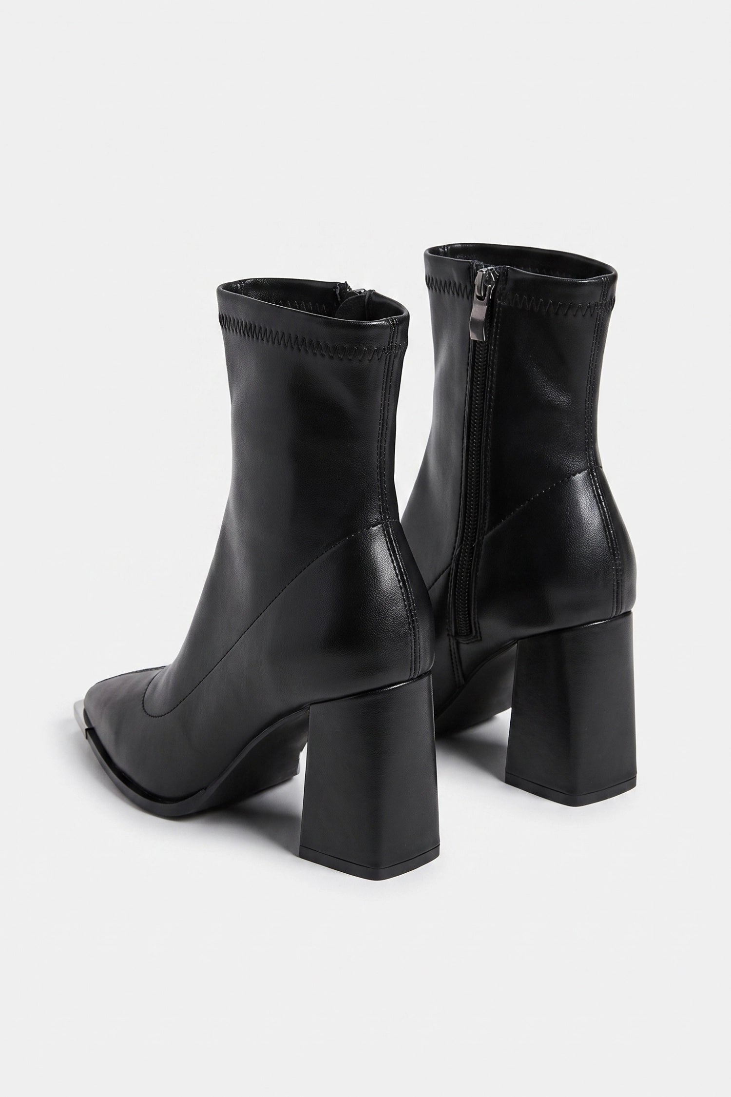 Women's Winter Block Heel Pointed Toe Leather Ankle Boots