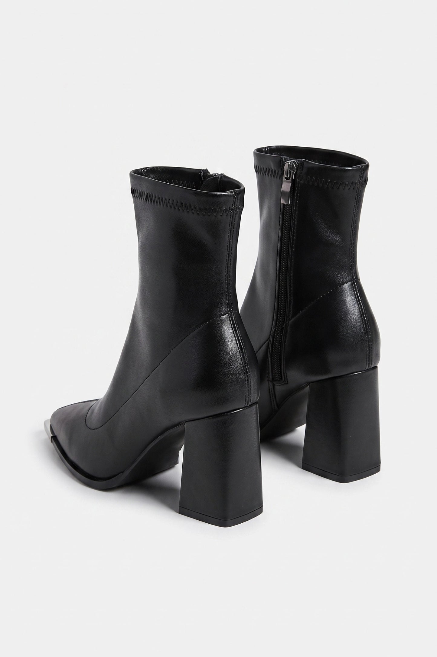 Women's Winter Block Heel Pointed Toe Leather Ankle Boots