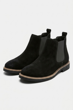 Men's Comfortable Suede Chelsea Ankle Boots with Low Heel