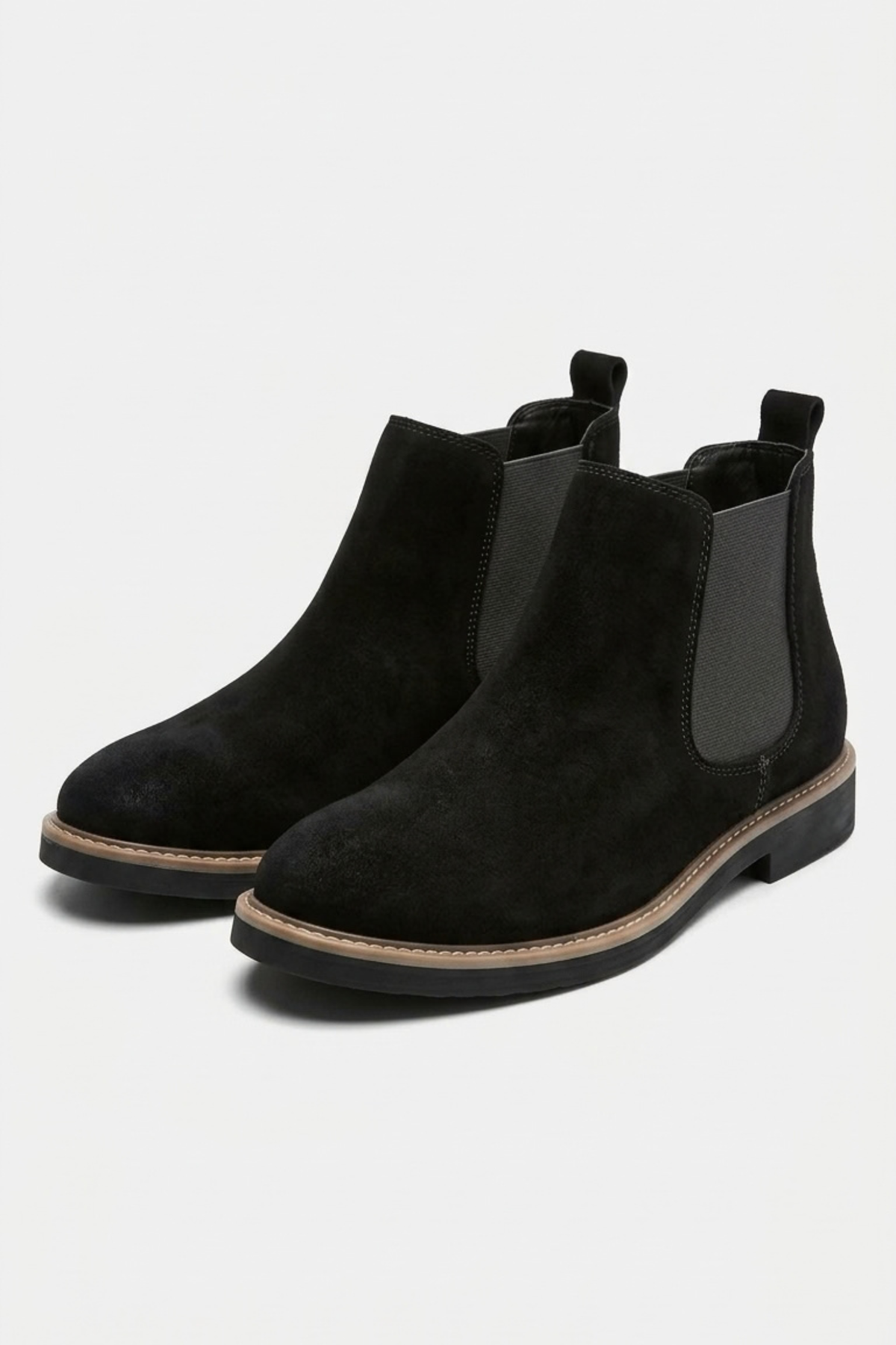 Men's Comfortable Suede Chelsea Ankle Boots with Low Heel