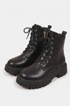 Women’s Winter Lace Up Side Zip Black Ankle Boots