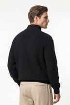 Men’s Winter Warm Textured Knitted Cardigan Stand Collar Full Zip