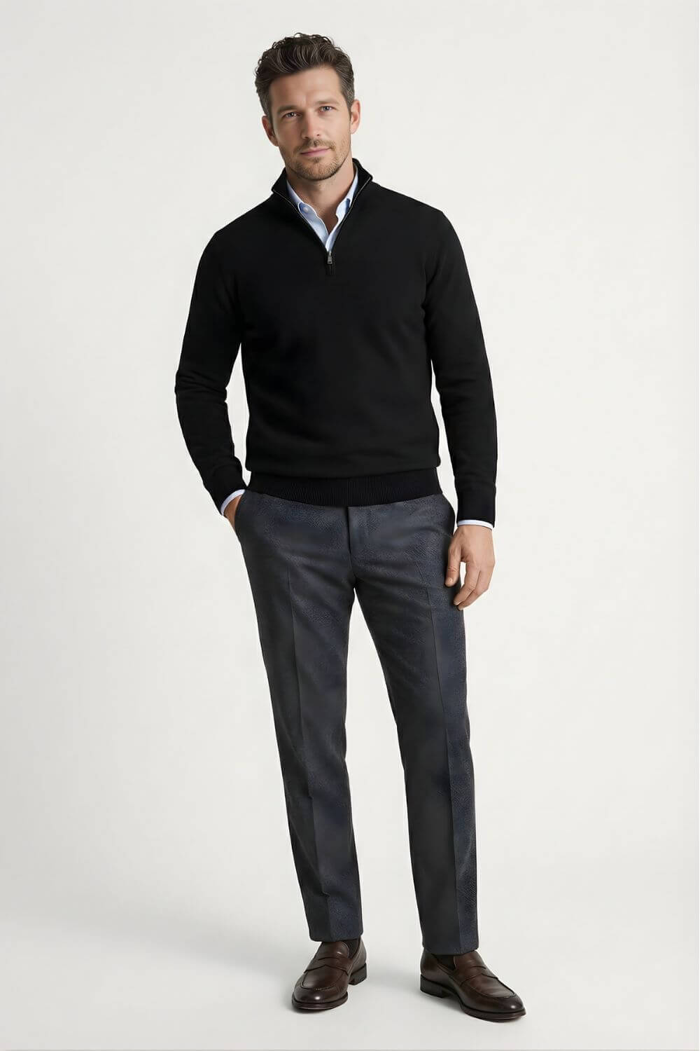 Caurelle | Men's Classic Half‑Zip Knit Jumper