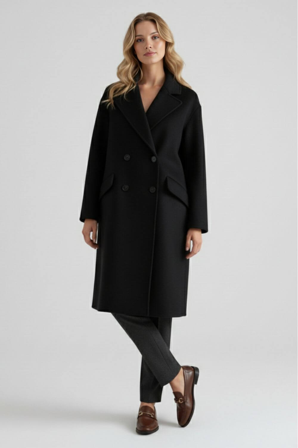 Caurelle | Women’s Long Wool Coat with Lapel Collar