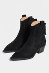 Women’s Warm Suede Pointed Toe Western Ankle Boots with Back Zip