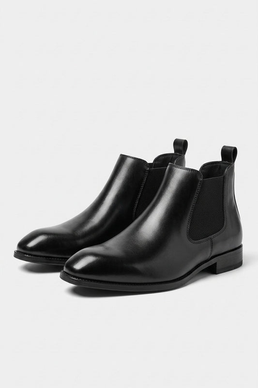 Men’s Easy Wear Leather Chelsea Boots with Low Heel