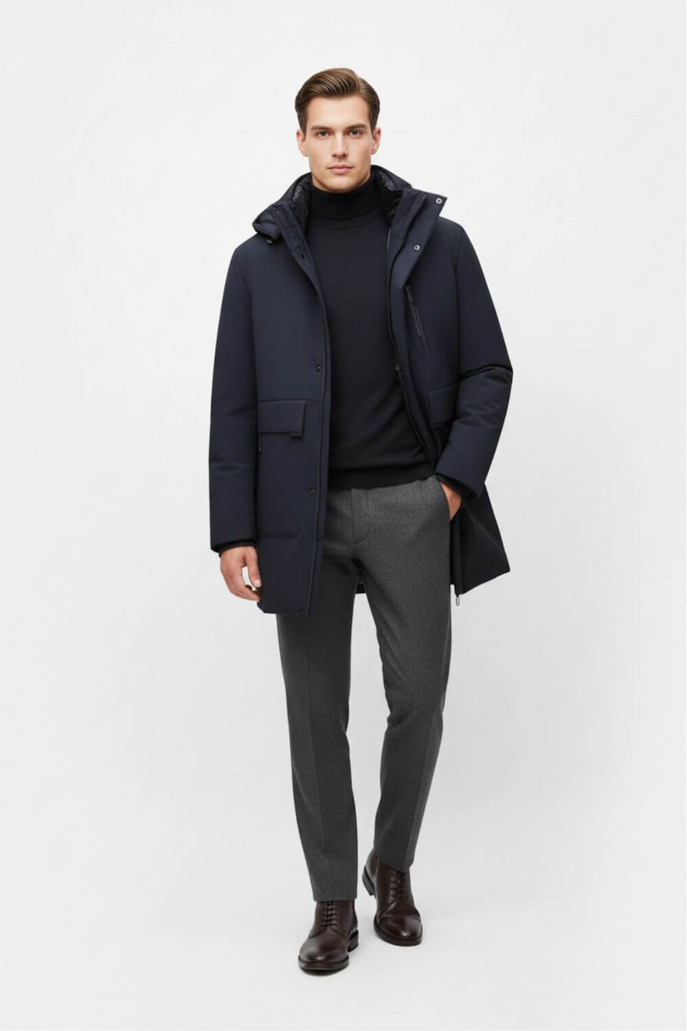 Caurelle | Men’s Long Parka Winter Jacket – Detachable Hood & Windproof