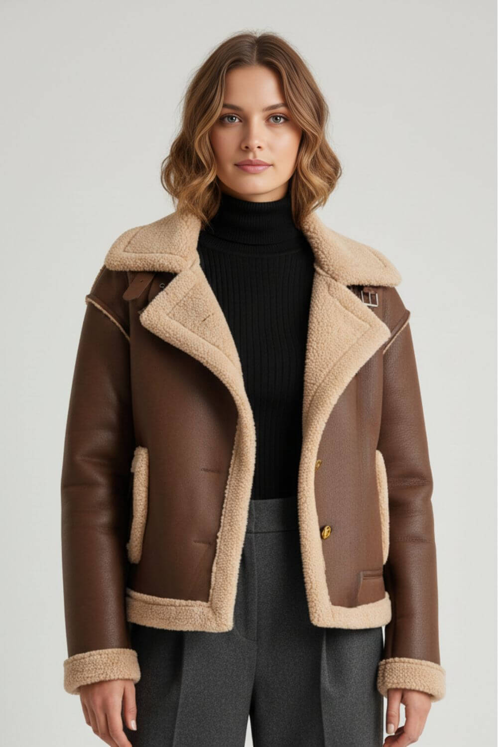 Caurelle | Women’s Smooth Cropped Faux Fur Lapel Jacket