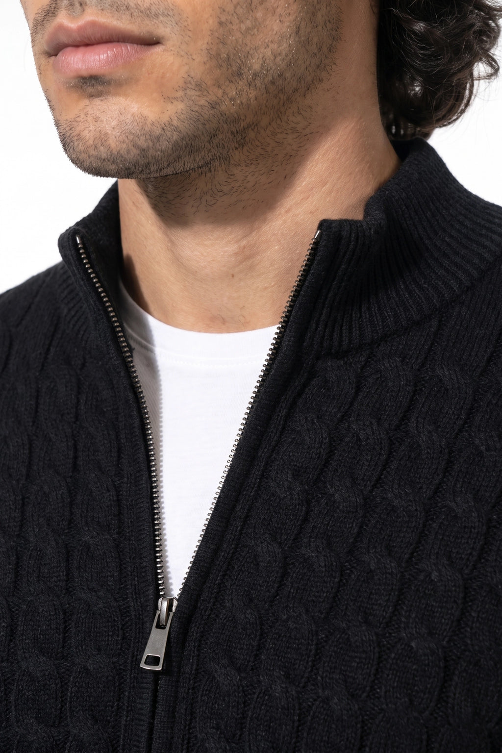Men’s Winter Warm Cable Knit Cardigan Full Zip