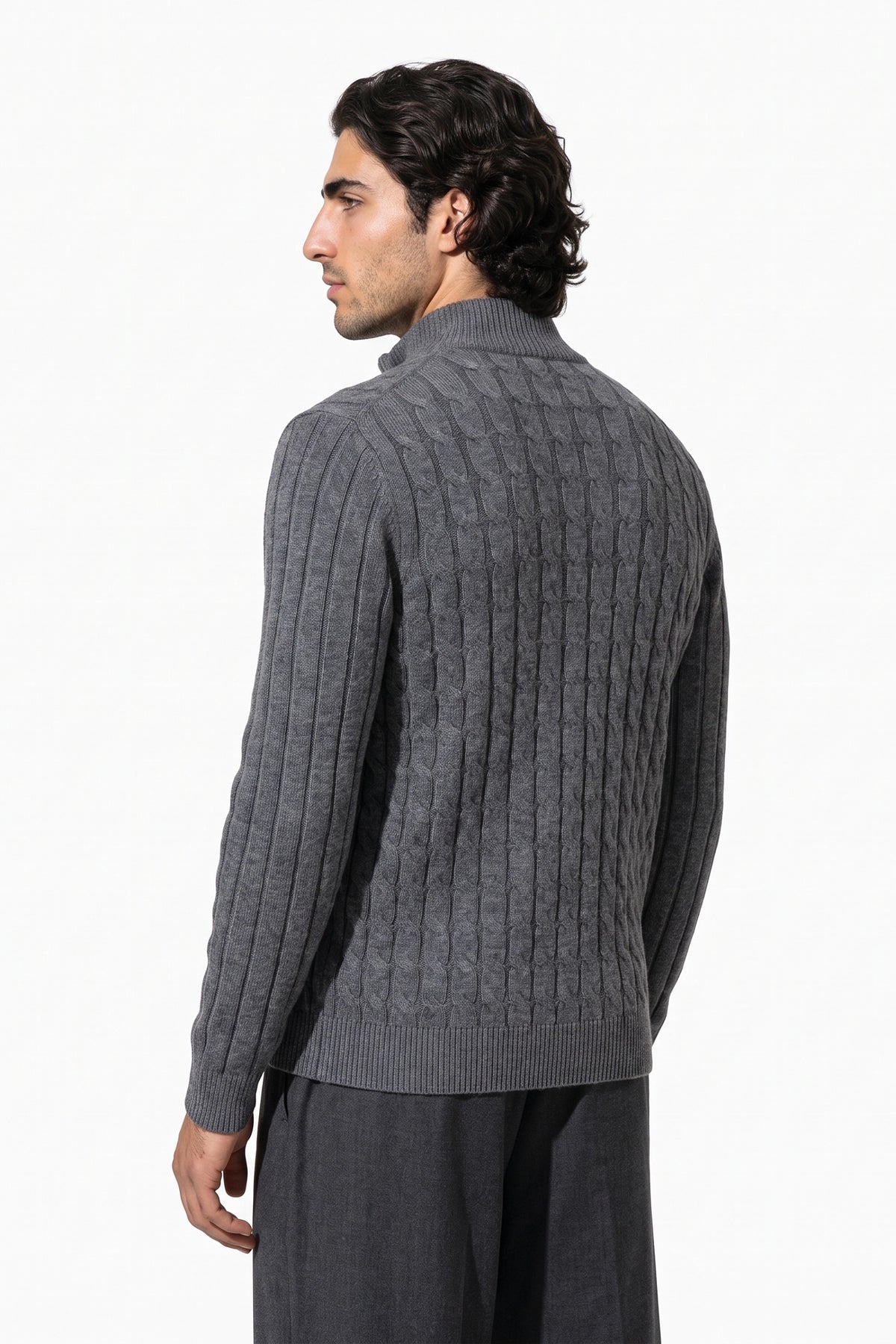 Men’s Winter Warm Cable Knit Cardigan Full Zip