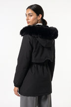 Women's Winter Warm Parka Coat with Faux Fur Hood and Drawstring Waist