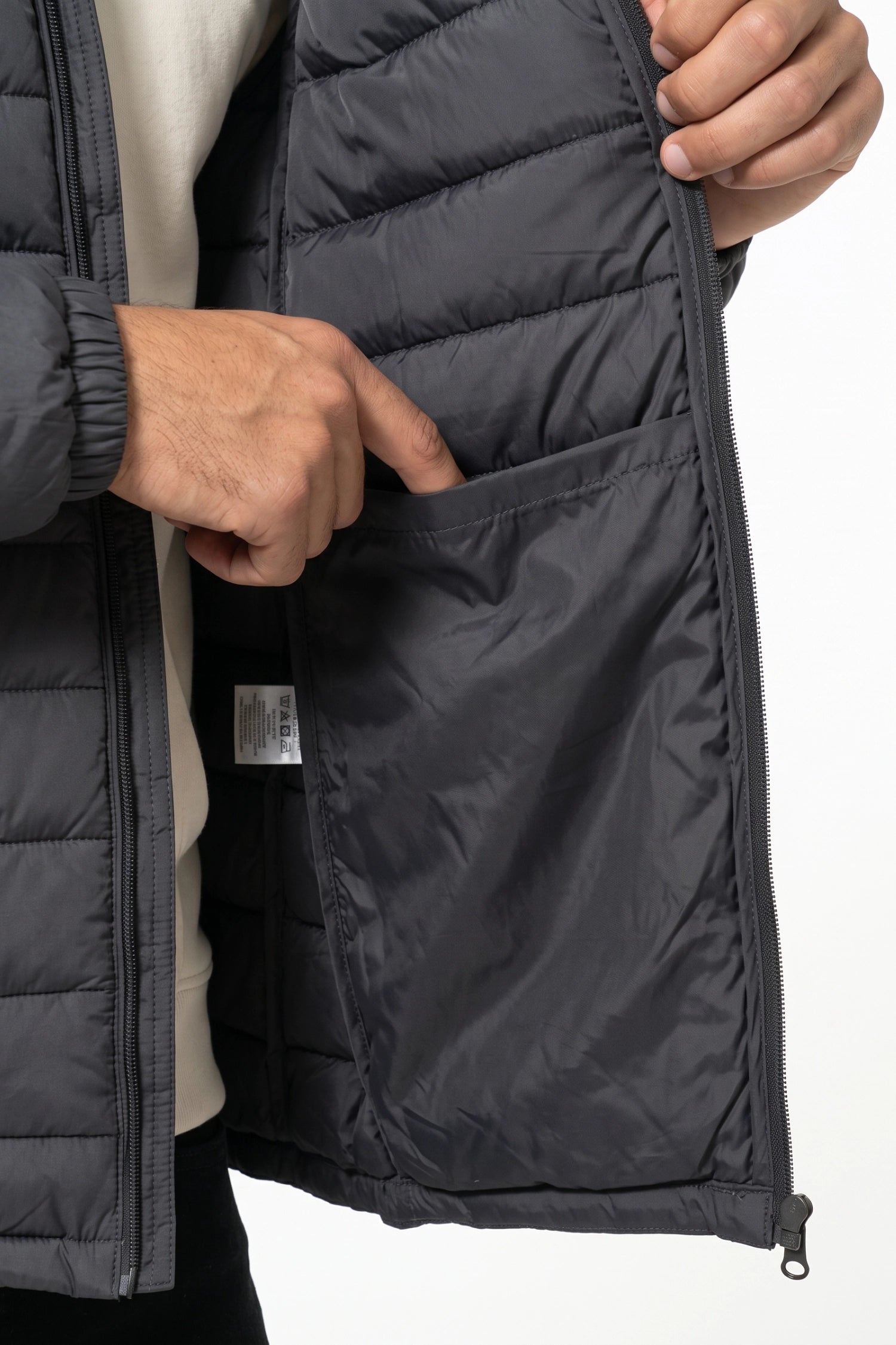 Men’s Winter Warm Stand Collar Puffer Jacket with Zip Pockets