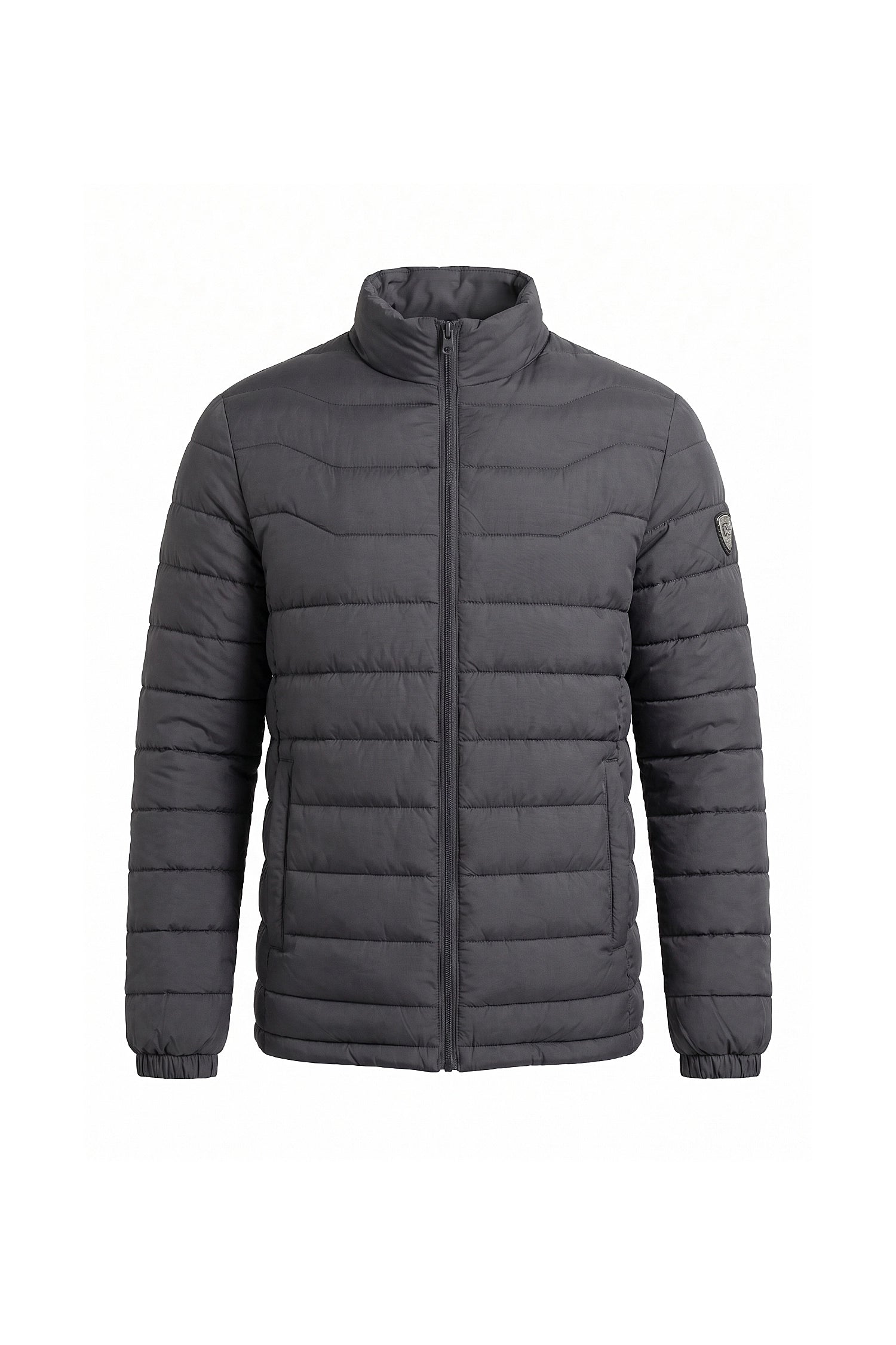 Men’s Winter Warm Stand Collar Puffer Jacket with Zip Pockets