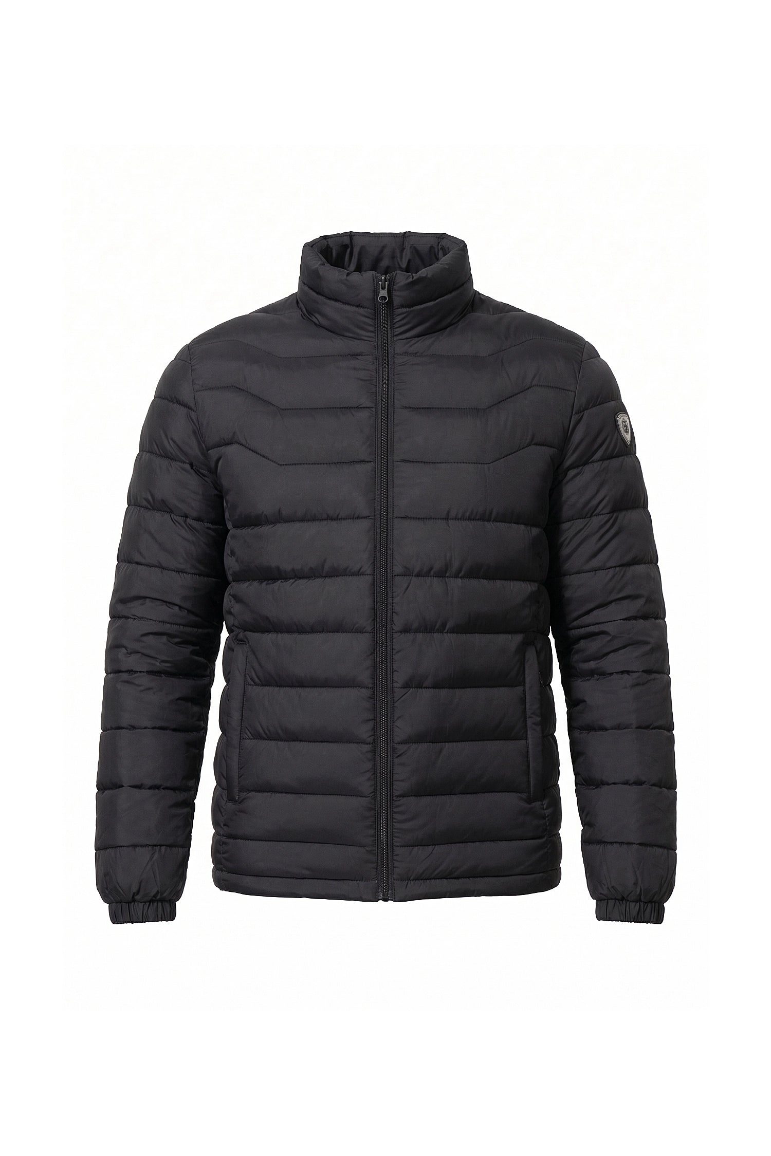 Men’s Winter Warm Stand Collar Puffer Jacket with Zip Pockets