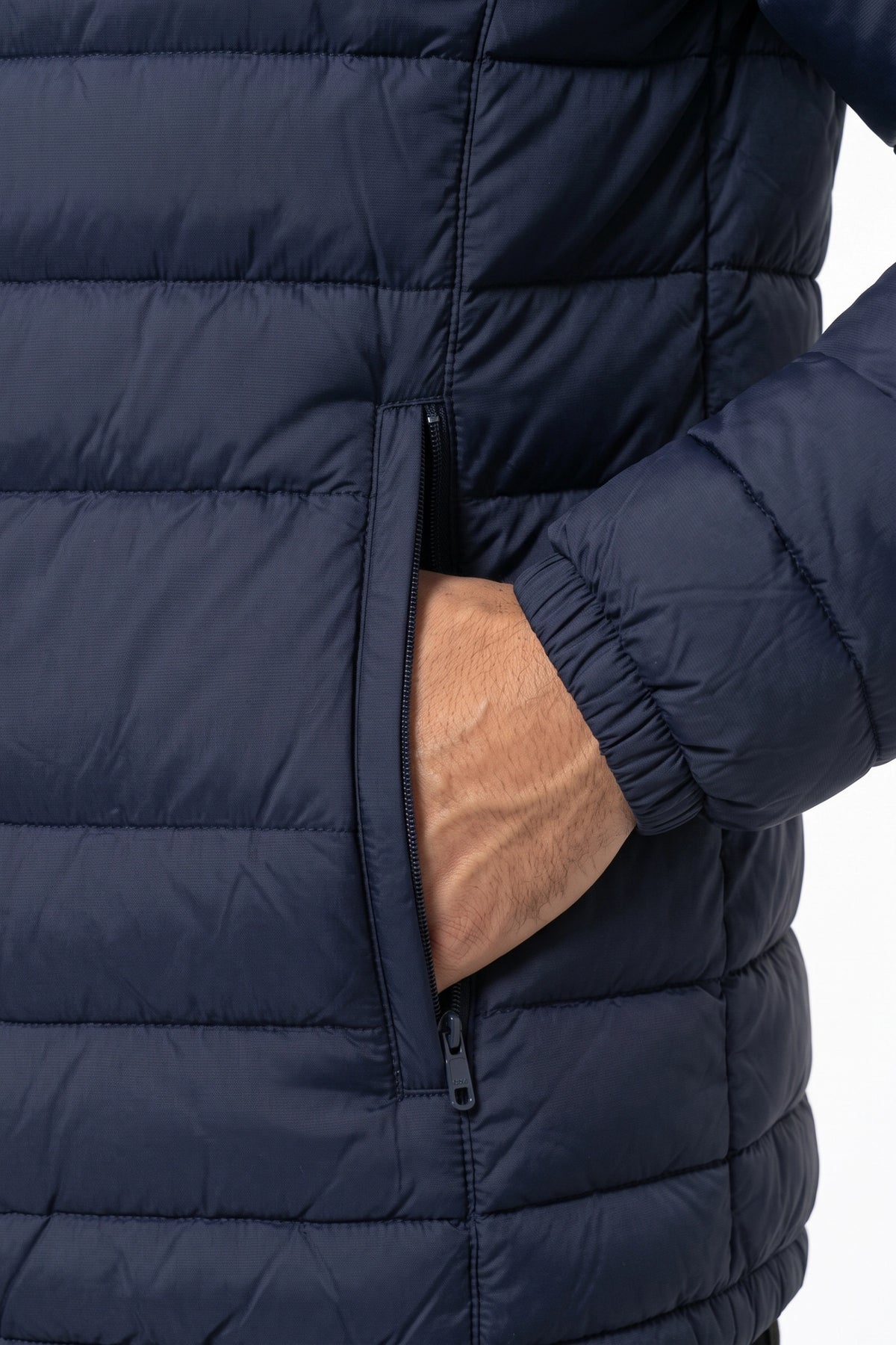 Men’s Winter Warm Stand Collar Puffer Jacket with Zip Pockets