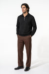 Men's Winter Comfortable Textured Knit Polo Jumper Quarter Zip