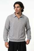 Men's Winter Comfortable Textured Knit Polo Jumper Quarter Zip