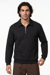 Men's Winter Comfortable Textured Knit Polo Jumper Quarter Zip