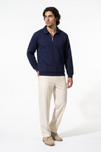 Men's Winter Comfortable Textured Knit Polo Jumper Quarter Zip