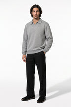 Men's Winter Comfortable Textured Knit Polo Jumper Quarter Zip