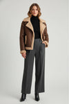 Caurelle | Women’s Smooth Cropped Faux Fur Lapel Jacket