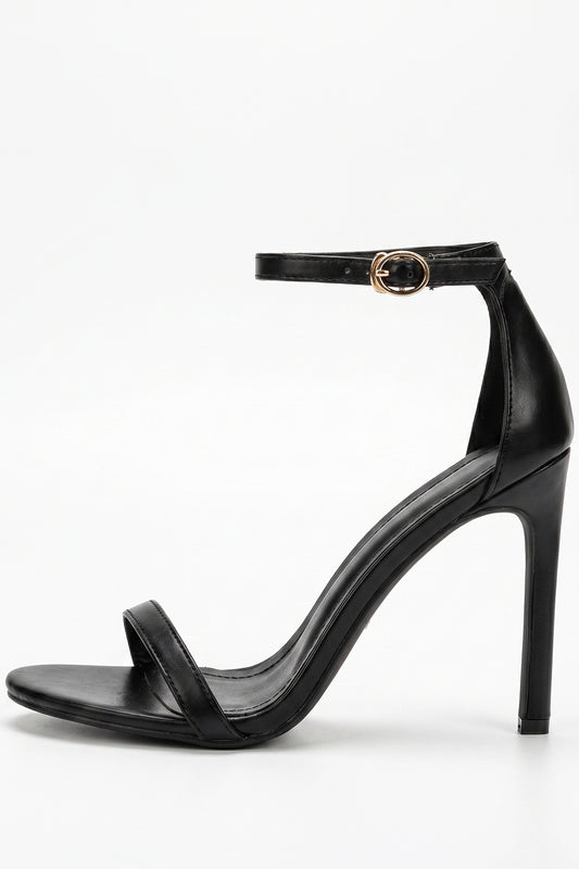 Caurelle | Women’s Open Toe Black High Heels Cut-Out Evening Elegance