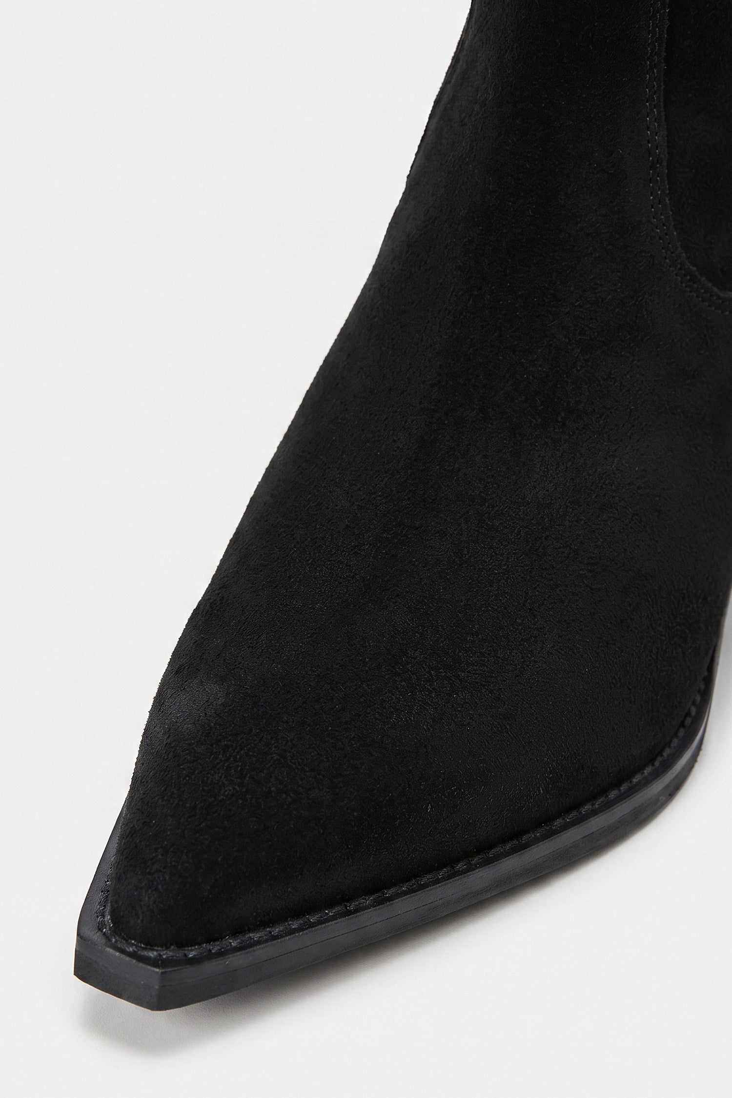 Women’s Warm Suede Pointed Toe Western Ankle Boots with Back Zip