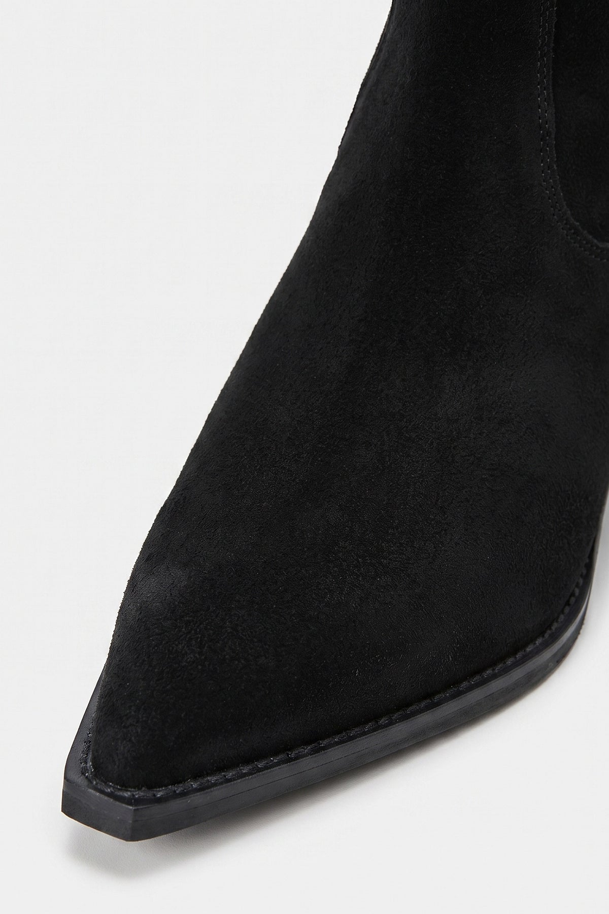 Women’s Warm Suede Pointed Toe Western Ankle Boots with Back Zip